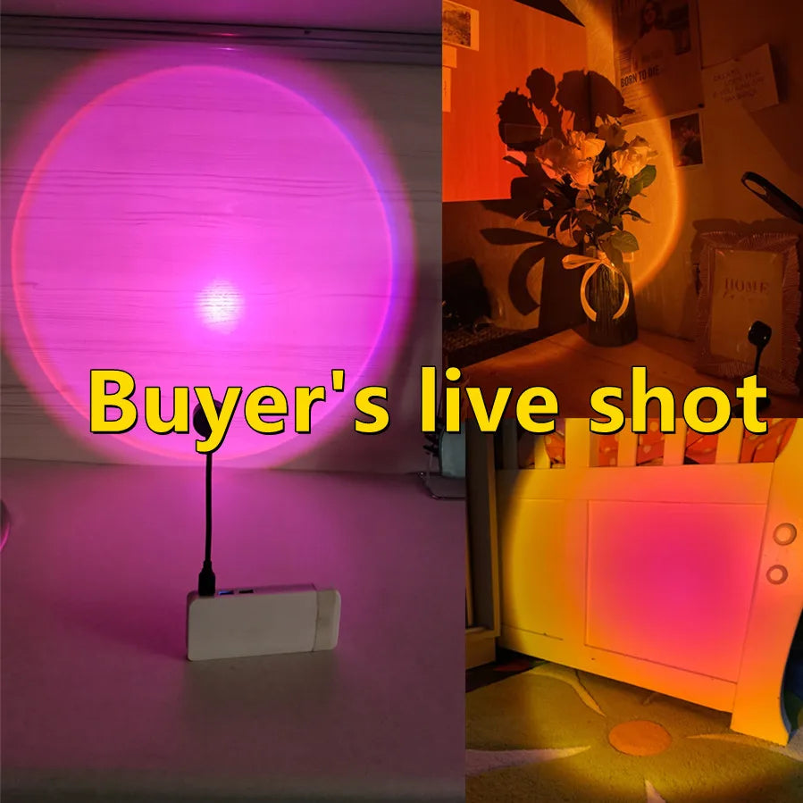 USB LED Sunset Lamp LED Rainbow Neon Night Light Projector Home Decor Mood Light for Bedroom Living Room Wall Gift Photography